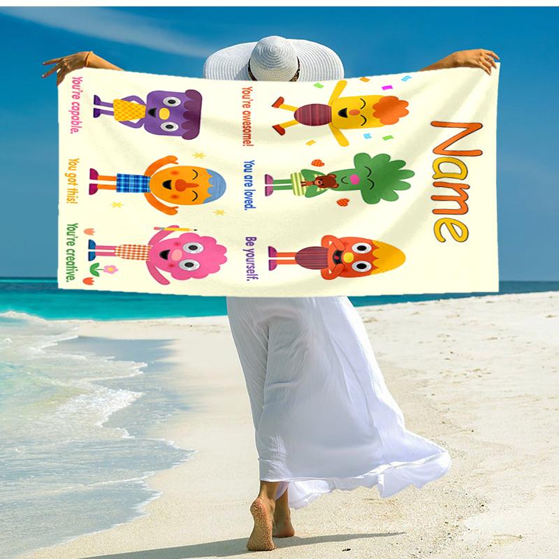 Personalized customized proof beach towel with Super Simple Songs pattern - soft, absorbent,quick-drying,perfect swimming,camping&bathing