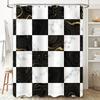 Modern Decorative Shower Curtain Set Waterproof Fabric Bathroom Decor Customizable Size Black White Gold Geometric Chevron Patte