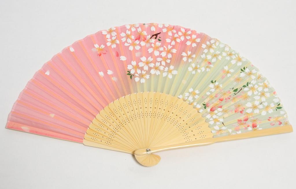 [Hasegawa] Women's Silk Fan with Fan Case, Boxed (Cherry Blossom Pink)