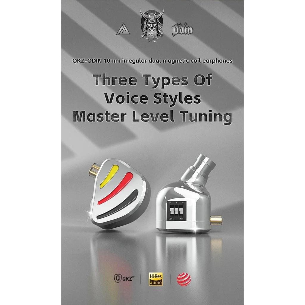 QKZ ODIN Earphones HIFI Monitoring Vocal 3-Level Tuning Switch Metal Heavy Bass Earbuds Dynamic Sport Music Headsets D-Fi Castor