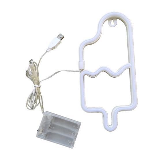 

Светодиодный неоновый свет креативной формы с USB/батарейкой, мерцание без мороженого, неоновая вывеска, лампа, настенное художественное украшение белый