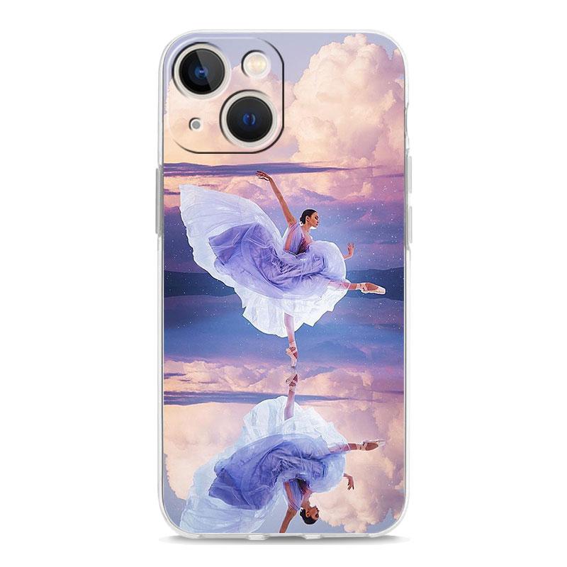 Simple Swan Dance Ballet Luxury Phone Case For iPhone 15 16 14 13 12 11 Pro Max XS X XR SE 7 8 Plus TPU Clear Lens Protect Cover