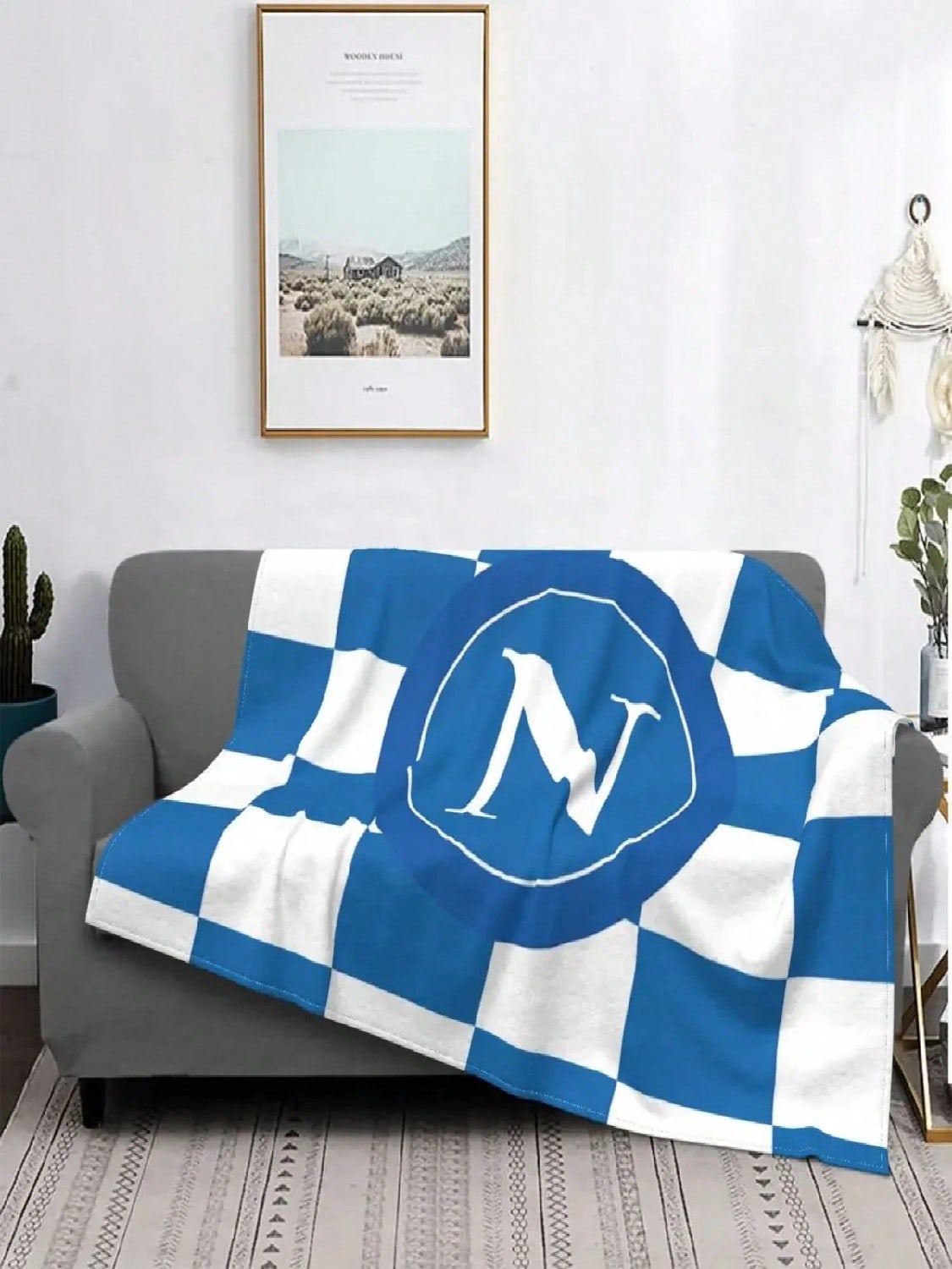 

Football Ssc Naples Wool Blanket Creative Throw Blanket For Bed Sofa Couch 200x150cm Plush Thin Quilt#Color_ROYAL BLUE,Size_100X130CM 75X95CM сірий колір