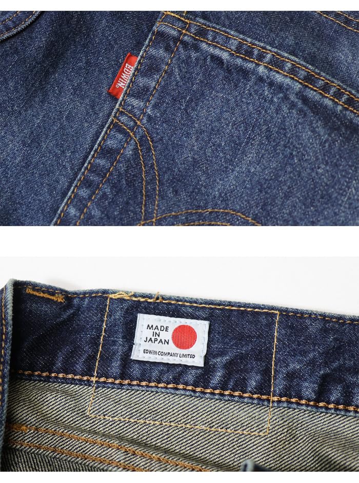 Edwin Jeans 503 Regular Straight Denim Made in Dark Blue Pants, Japan, 100% Cotton, Men's,