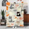 Adorable Cat Print Flannel Blanket  Soft Cozy AllSeason Throw for Sofa Camping Travel Cute Cartoon Cats  Hearts Gifts