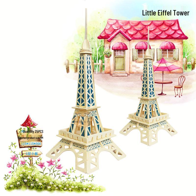 3D Wooden House Puzzle: DIY Educational Toy for Children