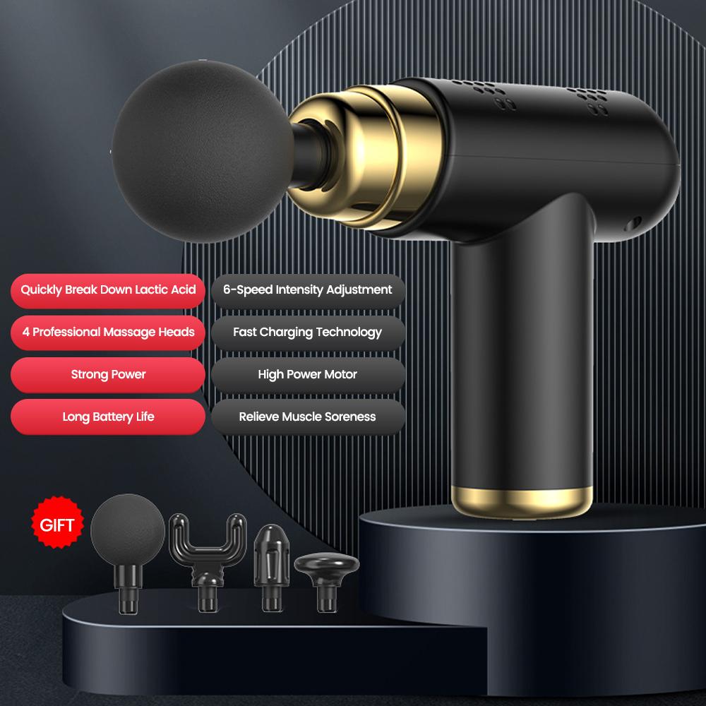 

4Head USB Massage Gun Fascia Machine Muscle Relaxation Vibrating Gun Rod Massage Fitness Tool Muscle Massager Gun Mini Portable чёрный