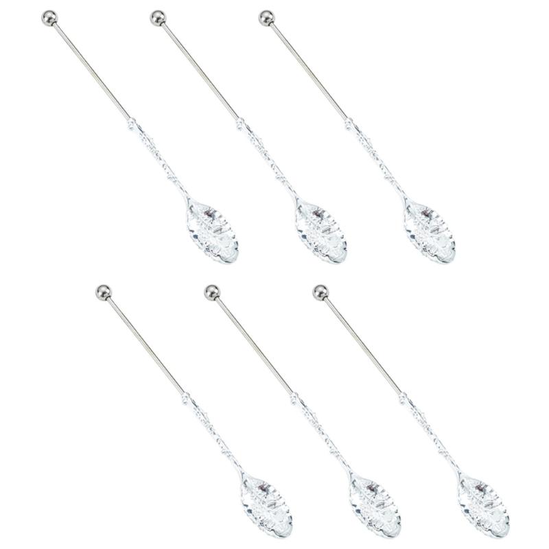 Creative DIY Coffee Stirring Spoons with Beaded Design Durable Alloy Construction Set of 6 Handmade Kitchen Tool