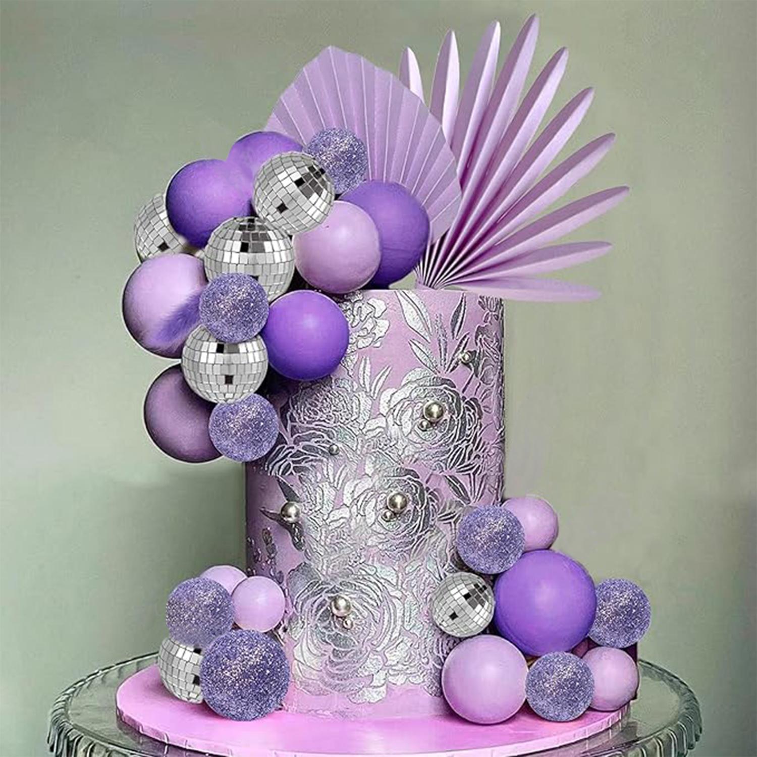 

33 шт. Кульки Топери для торта Пальмове листя Прикраси для торта для Дня народження Весілля Дитячого свята Вечірні припаси День матері фіолетовий