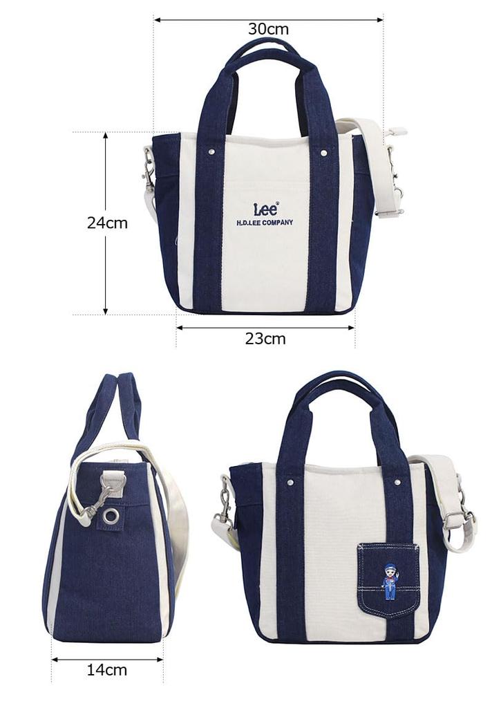 Lee Buddy Tote Shoulder Cotton Bag, Canvas, 320-1405 (320-1405-83), Black/White