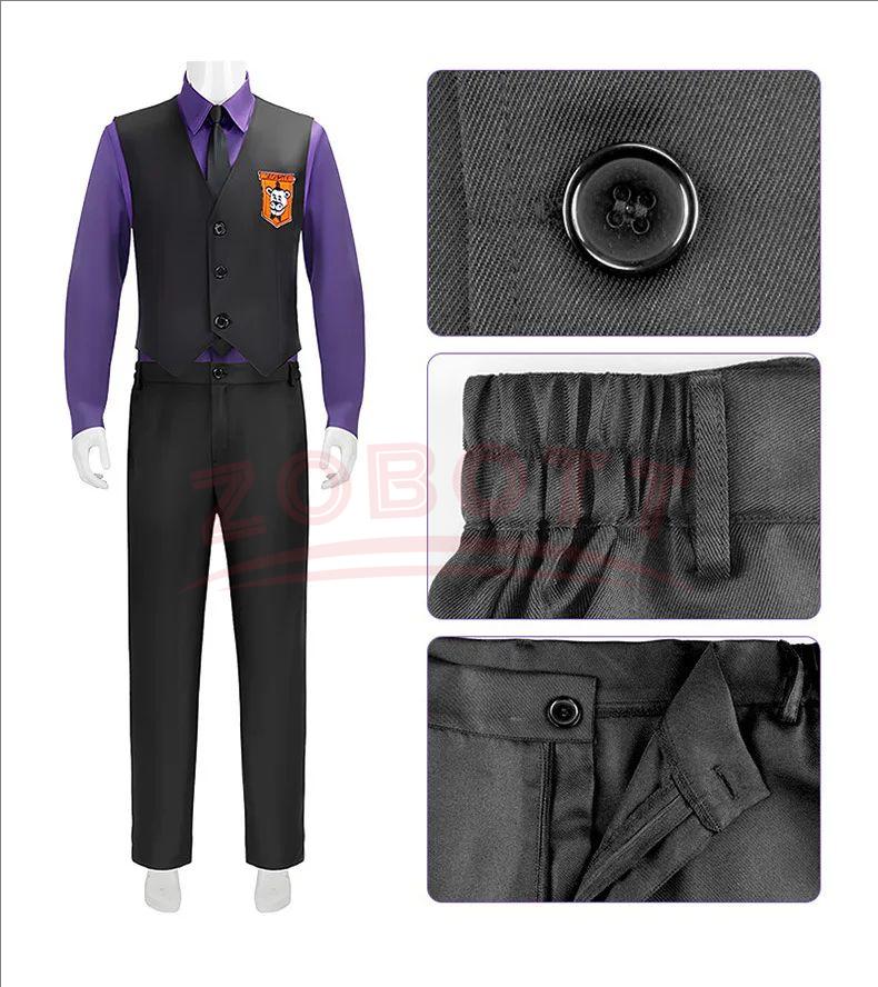 William Afton Cosplay Costume FNaF Purple Guy Costume Five Nights /at Freddy's Doujin Outfit Roleplay Halloween Party Uniforms