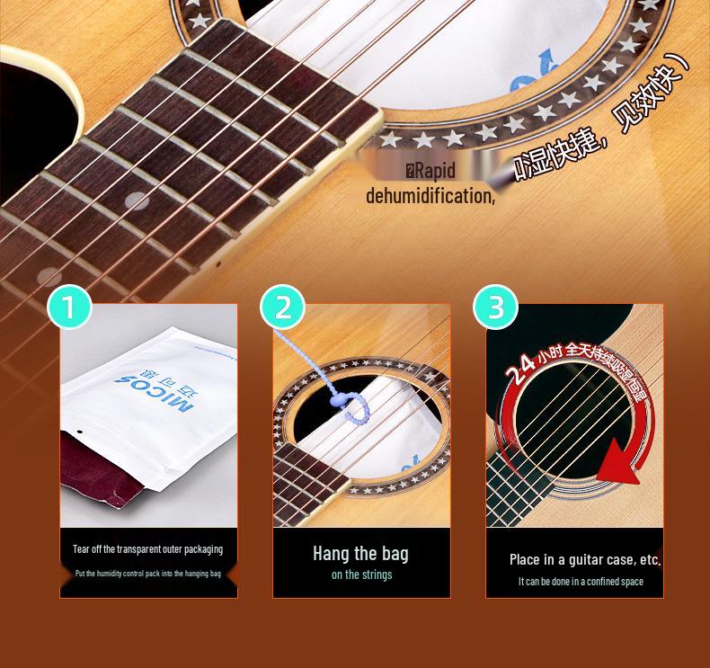Automatic Humidifier Set for Classical Folk Wooden Guitars - Two-Way Humidity Control for Instrument Maintenance