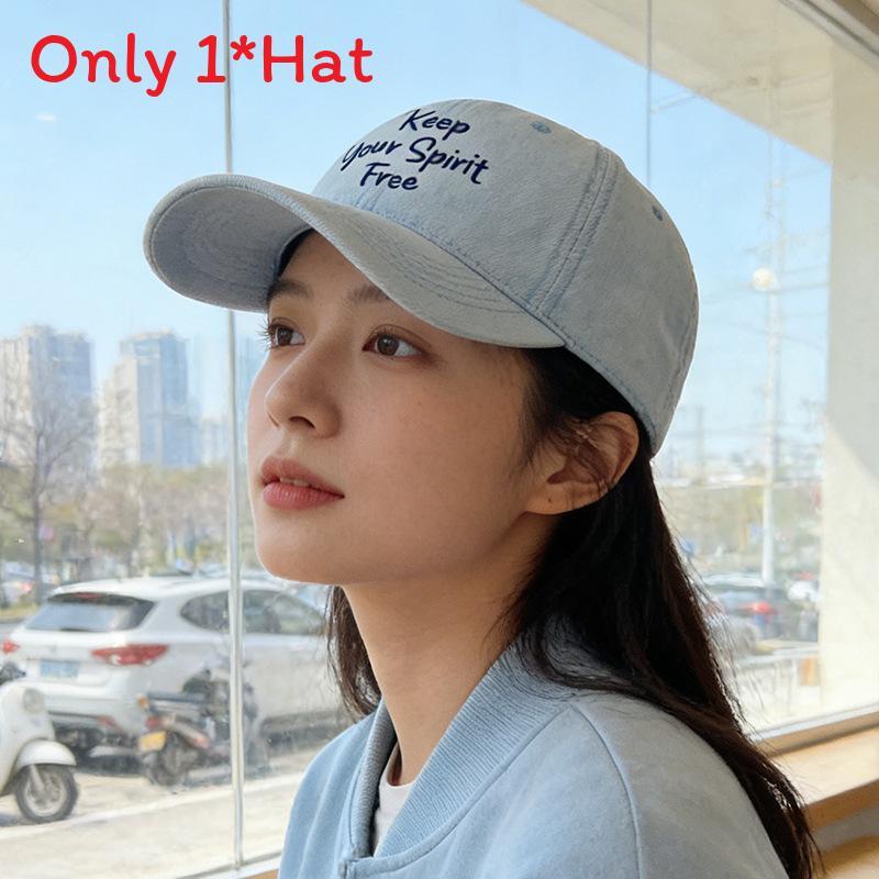 Denim Baseball Cap Women Casual Sun Protection Embroidered Letter For Spring Summer Autumn
