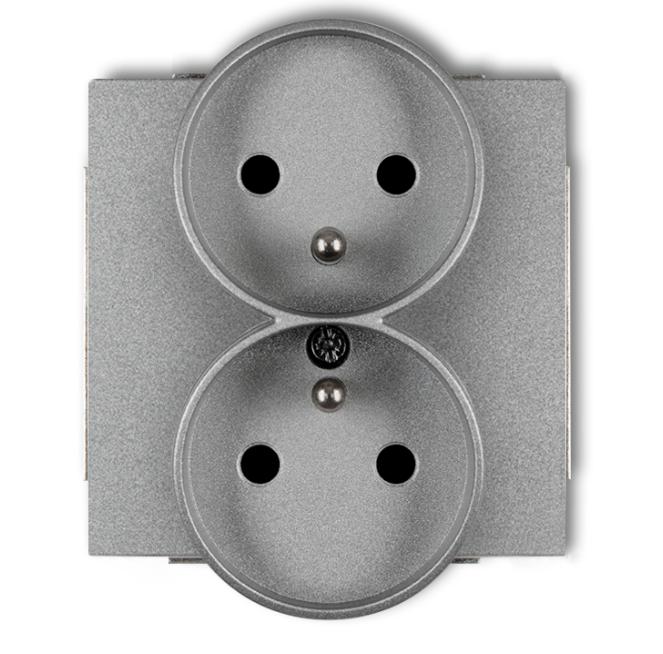 Deco Gniazdo Podwójne Z/U Srebrny Metalik 7Dgpr-2Zp