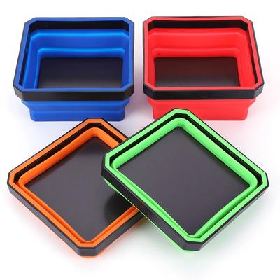 Vassoio Magnetico Pieghevole per Viti Ciotola in Silicone per Viti Scatola Porta Attrezzi Parte di Ricambio Organizzatore di Attrezzi per Idraulici Falegnami Vassoio Magnetico