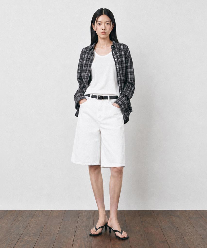 Siyajyu Sijn6108 Bermuda Denim Shorts_White