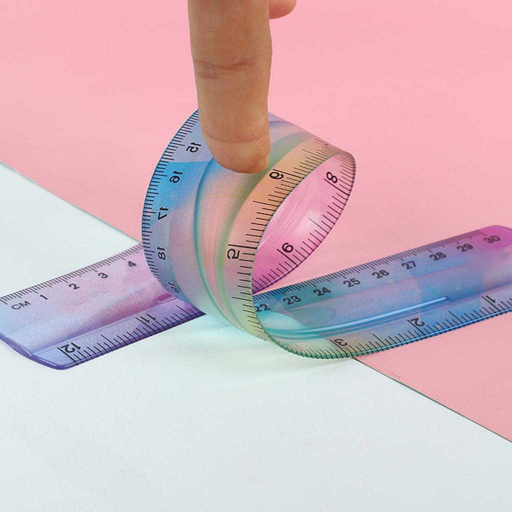 Colourful Folding Flexible Clear Ruler Measuring Rulers Foldable Drawing Ruler Bendable Straight Ruler Geometry Ruler
