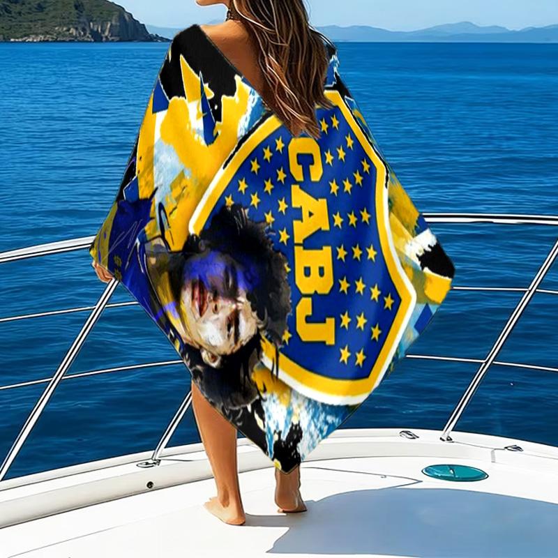 Boca Football Club Bedrucktes Strandtuch, Superweiche Mikrofaser, Perfektes Geschenk Geburtstag, für Pool, Strand, Reisen, für Familie und Freunde