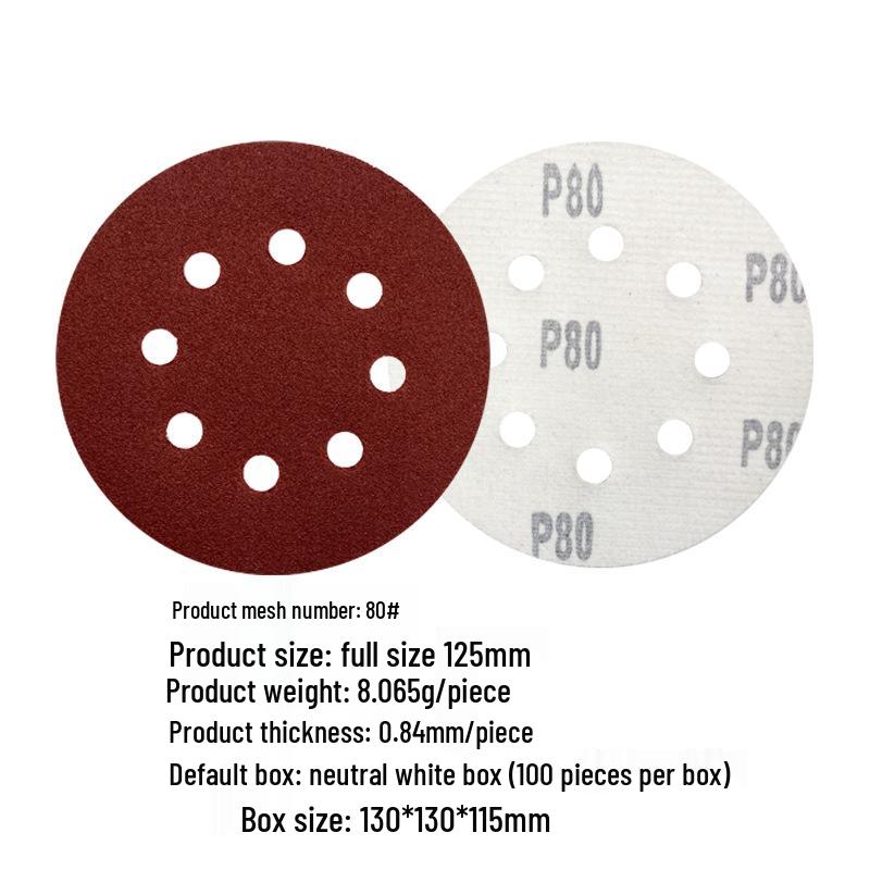 5-inch 8-Hole Red Sandpaper 125MM for Wood Sanding