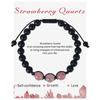New Natural Stone Amethysts Bracelet with Card 8mm Pink Quartz Fluorite Beads Bracelet Adjustable for Women Men Couple