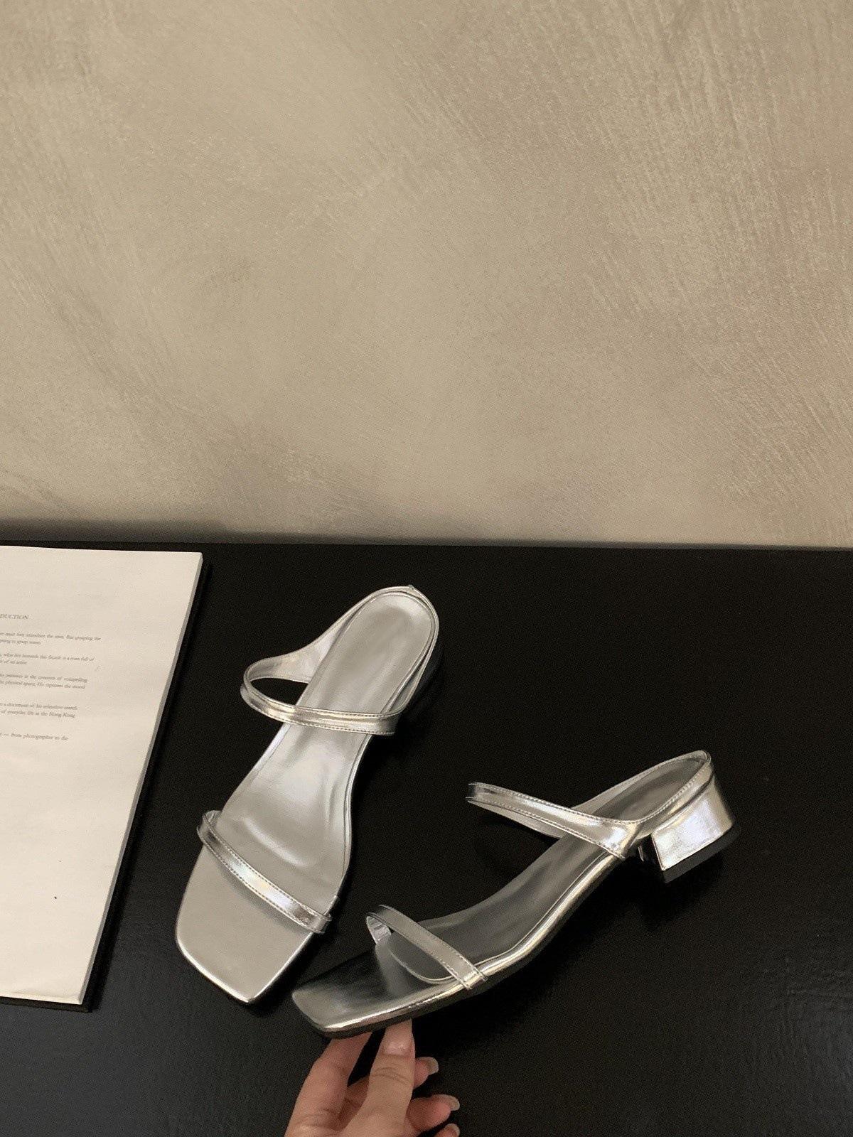 

2025 лето новые шлепанцы на толстом каблуке на одной перемычке, уличная обувь, туфли феи, нишевые, леопардовый принт, квадратный носок, сандалии на тонких ремешках 39