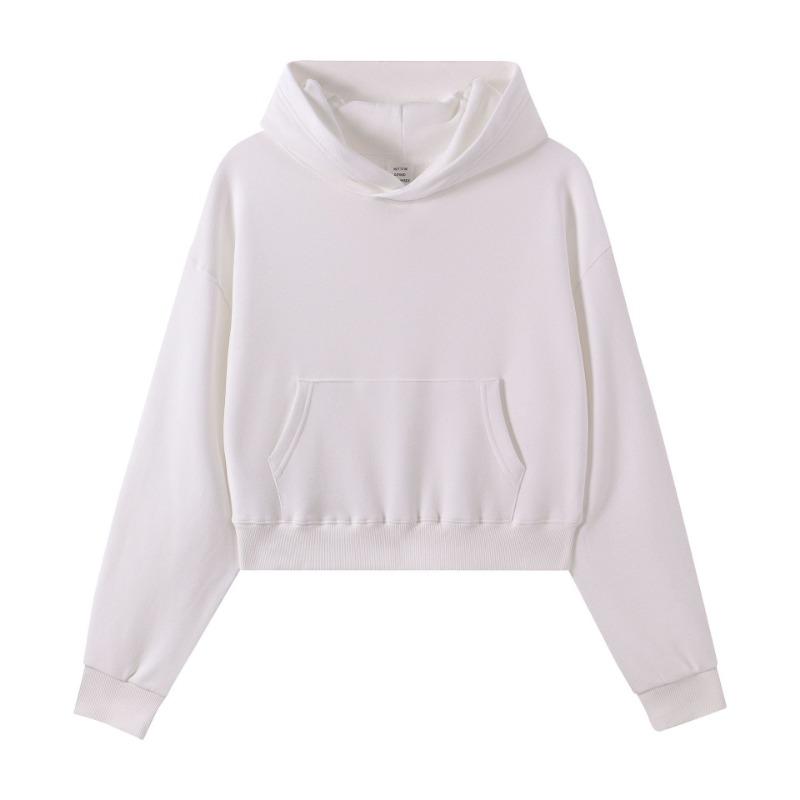 3 Large Fur Ring Solid Color Turtleneck Hooded Zipper Women's Short Hoodie Autumn and Winter Round Neck Fashion Sweater Women