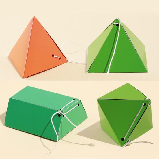 1/2Pcs Pull String 3D Geometry Learning Book with 12 Solids DIY 3D Geometry Model Kit with Braided Rope Volume Surface Area Formulas Teaching Toy