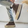 Retro Black Couples Casual Sneakers Comfort Suede Thick Sole Men's Shoes Trend Lace-up High Top Shoes Mens Vulcanized Sneakers