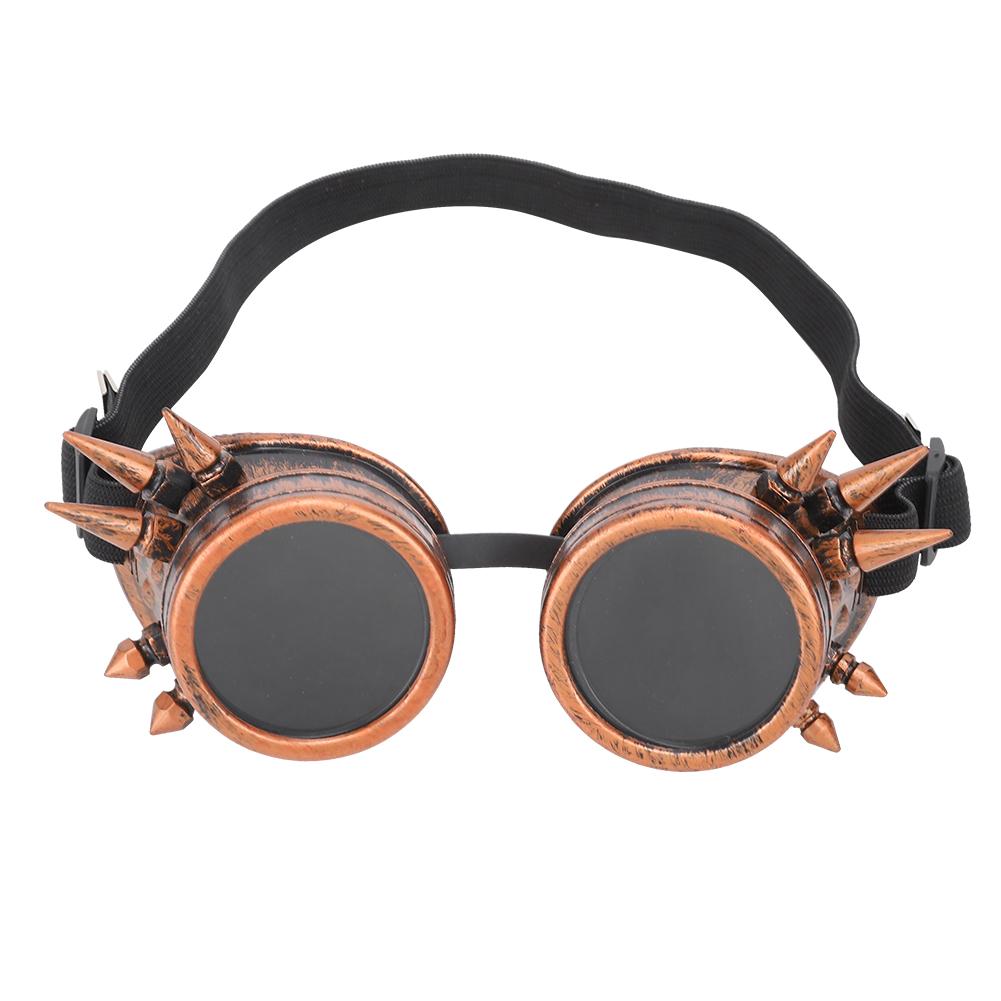 Lunettes Industrielles Vintage ABS à Pointes Steampunk Uniques Lunettes de Cyclisme Double Couche Lunettes de Soleil Coupe-Vent