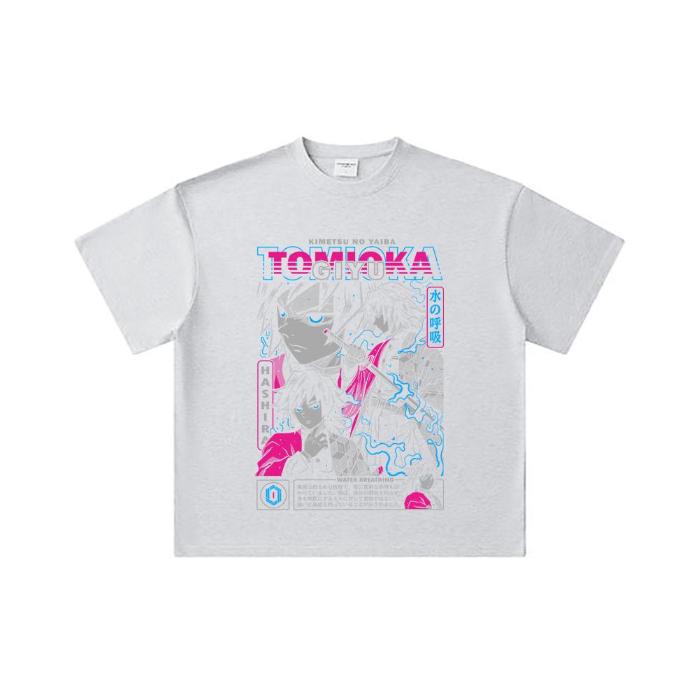 260 GSM Double Yarn 32 Count 100% Cotton Demon Slayer V10 Tomioka Print Unisex Heavy Cotton T Shirt