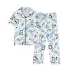 Recommended Pajamas Female Cute Cartoon Kitten Short-Sleeved Trousers Lazy House Cardigan Loungewear Can Be Worn Outside