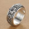 HX Silver Color Rotatable Ring Men's Silver Retro Domineering Six-pointed Star Wide Version Thai Index Finger Closed