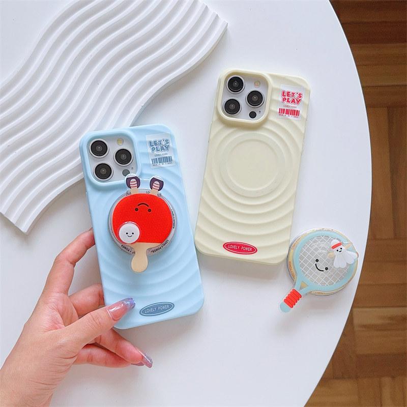 3D soft silicone Magnetic Ripple Phone Case with Air bag stand for iPhone 16 15 14 Pro Max Plus 13 12 Pro 11 All-inclusive fall protection Cover