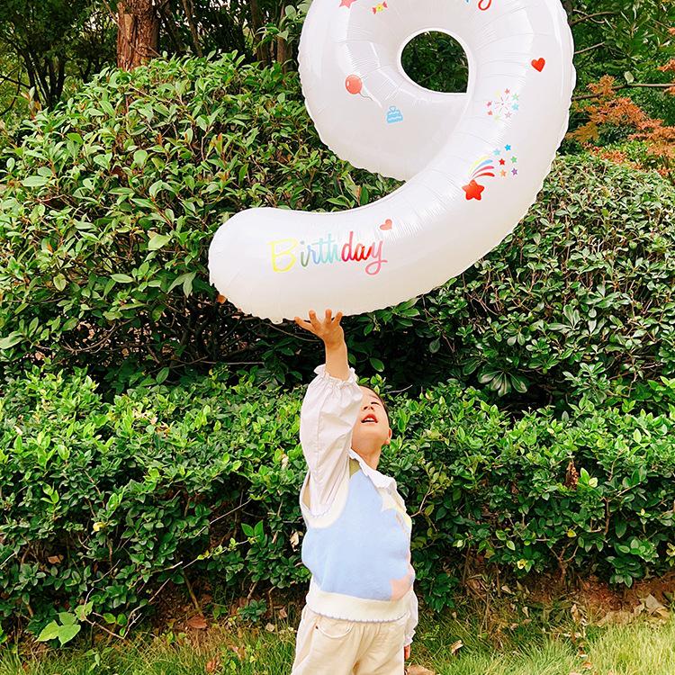 White Number Balloons for Kids' First Birthday Party Decorations