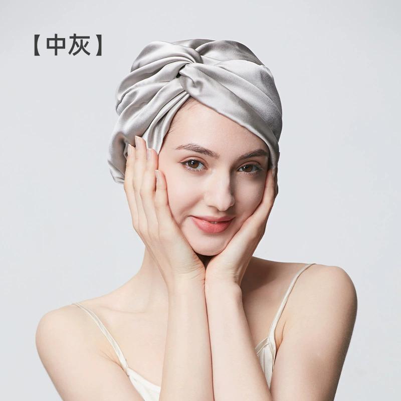100% Mulberry Silk Hood Sleeping Cap Women's Night Hat 19 Momme with Adjustable Ribbon Hair Care