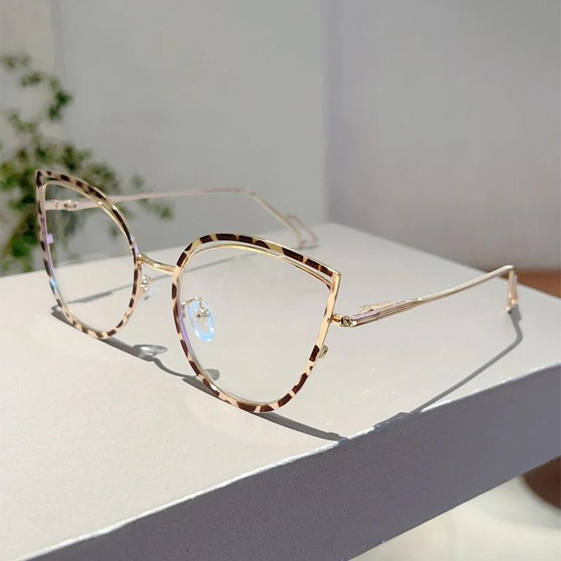 KAMMPT Oversized Cat Eye Glasses Women New Stylish Blue Light Blocking Optical Frames Trendy Sweet Fashion Vintage Decor Eyewear