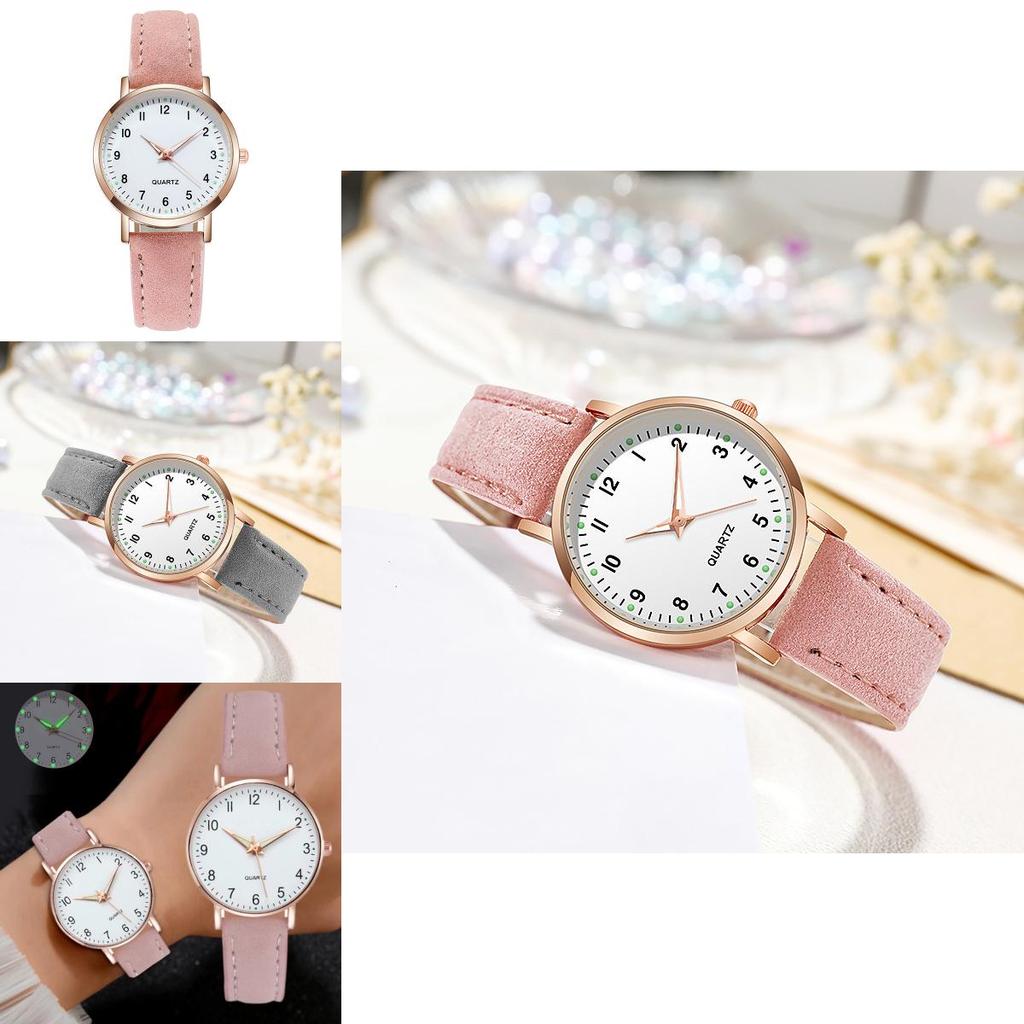 Stylish Unisex Minimalist Night Light Quartz Watch Casual Matte Leather Wristwatch Ladies' Quartz Watch