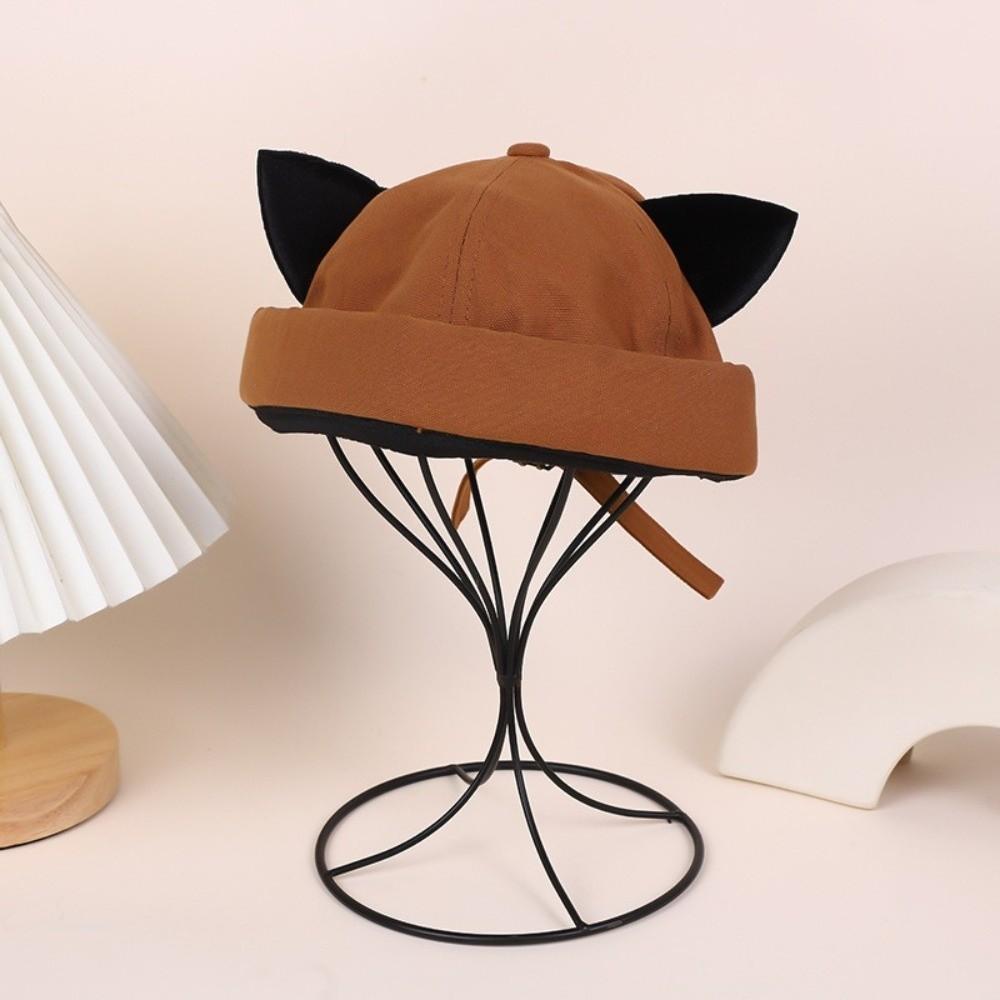 Breathable Cat Ears Brimless Hat Adjustable Woman's Landlord Hat Fashion Bucket Cap Outdoor