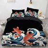 Wave Duvet Cover Set Hokusai Pattern Japanese Ukiyoe Quilt Cover Oriental Sketch Style Ocean Queen Twin Polyester Bedding Set