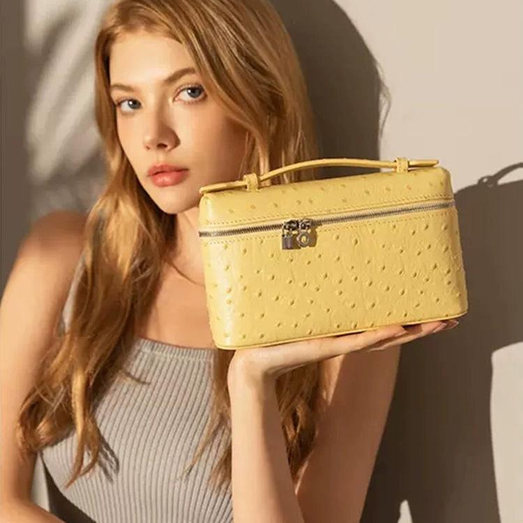 Geantă Cutie Prânz din Piele la Modă Versatilă Piele de Struț Geantă de Umăr Crossbody Geantă de Mână