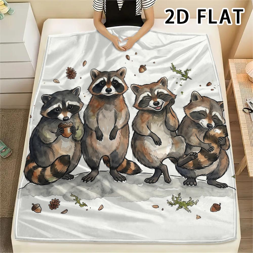 1 Pezzo Coperta in Flanella con Stampa di Procione, Alta Qualità, Confortevole per Tutte le Stagioni, Decorazione per la Casa, Calore e Comfort, Perfetta per Regali di Natale