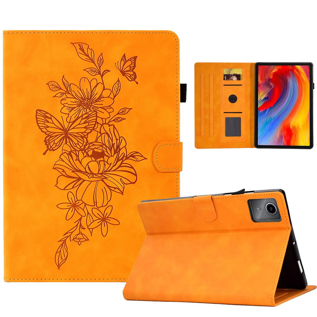 For Lenovo Xiaoxin Pad 12.1 (2025) Case Flower Butterfly Imprinted Card Slots Leather Cover