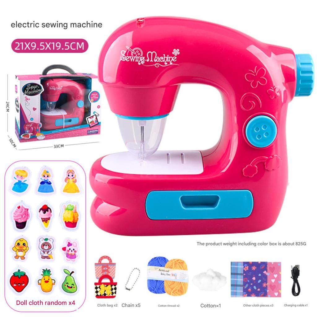 Mini Sewing Machine Toy Kit for Kids Beginners, 22pcs Portable Electric Sewing Machine with Sewing Kit, Light and Finger Guard, Birthday Christmas