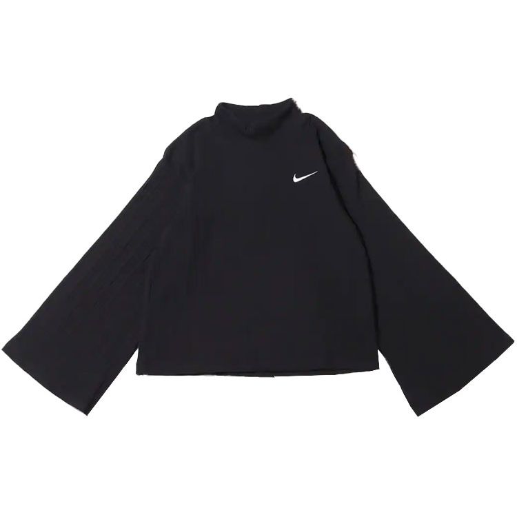 Nike Ribbed Knit High Neck Long Sleeve Women Tops Black DM6400-010 S