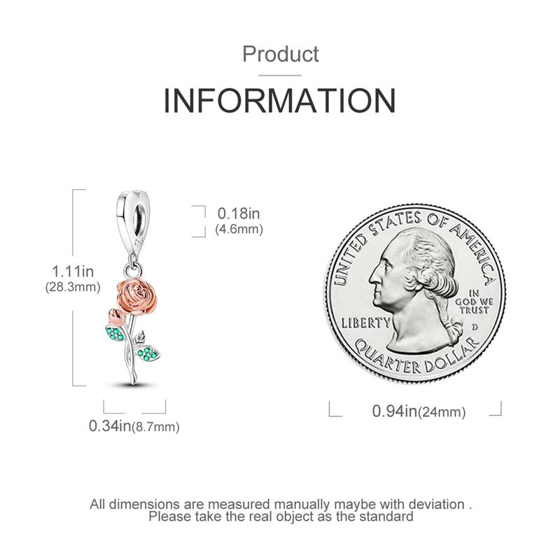 Elegant Rose Leaf Flowers Pendants Copper Original Beads Fit Original Charms Bracelet Jewelry Gifts For Women