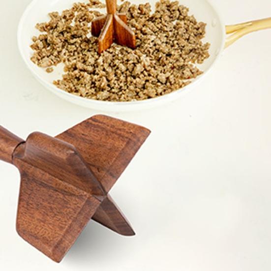 Wooden Meat Masher Potato Crusher Heavy-Duty Mincing Tool for Ground Meat Burgers Vegetables BPA-Free Essential Kitchen Utensil for Home Cooking