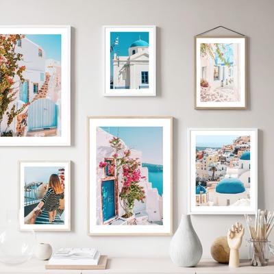Santorini miasto egejskie skandynawia kwiaty morze NordicPosters obraz ścienny na płótnie i drukuje zdjęcia na wystrój salonu