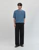WORK ON BODY OFF Ritme Semi-Overfit Cotton Collared Short Sleeve Knit [Blue]