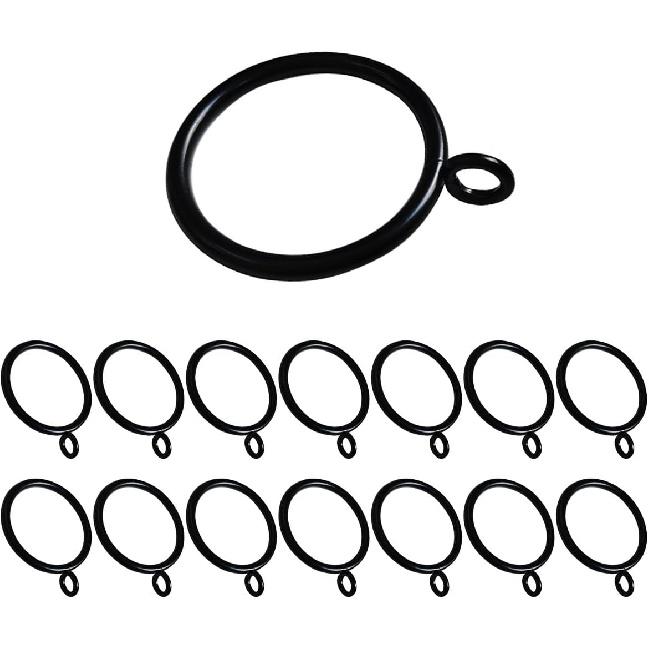 15 PCS 1.5 Inch Black Eyelet Curtain Rings - Drapery Rings with Eyelets