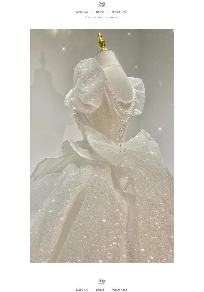 2025 French Retro Summer Wedding Dress: High-Quality Plus Size Bridal Gown with Light Train & Embroidery D93